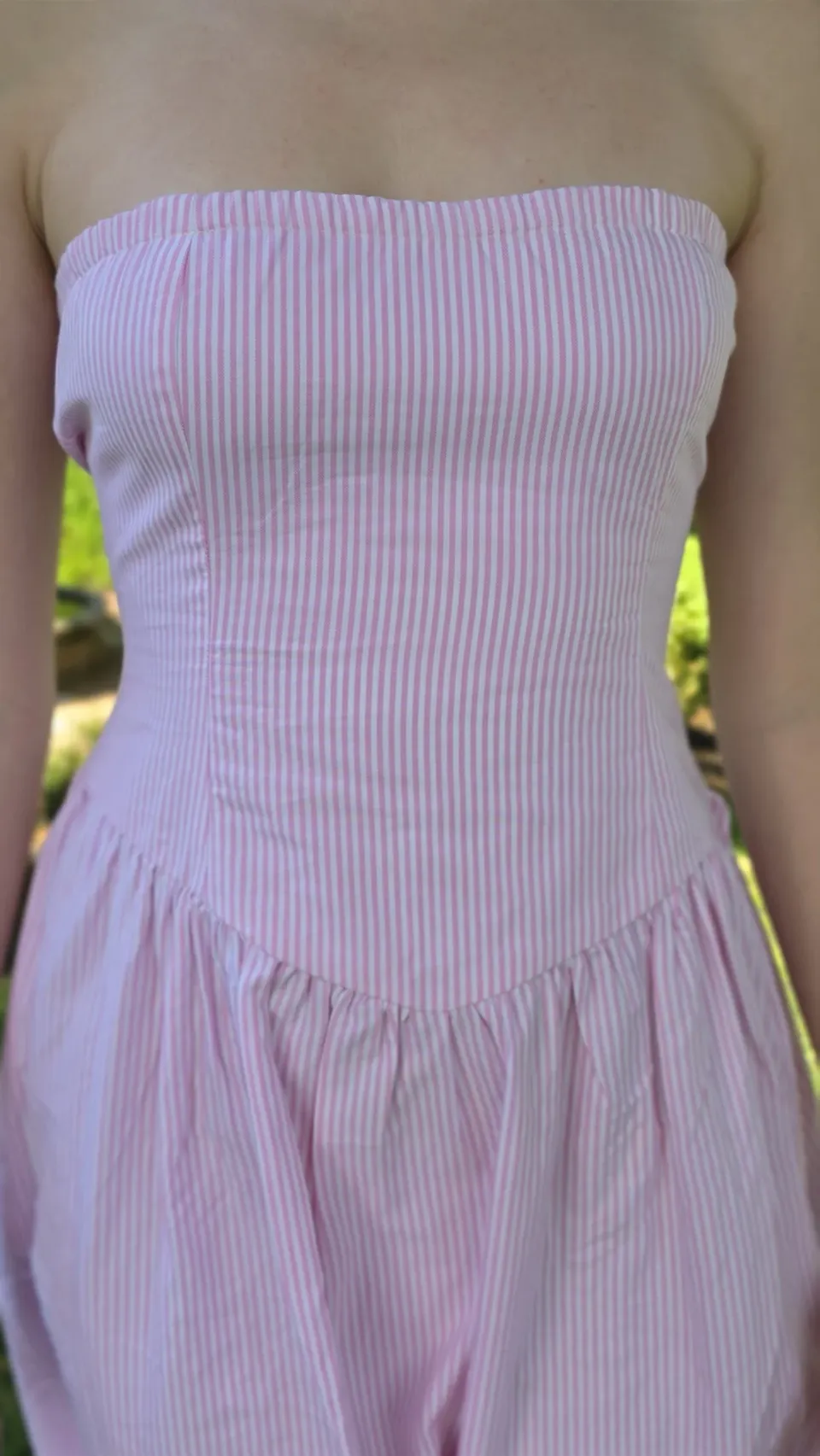Rose Stripe Strapless Midi Dress — Stripes & bodice