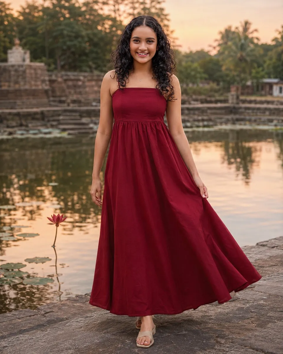 The Crimson Lotus Maxi Dress