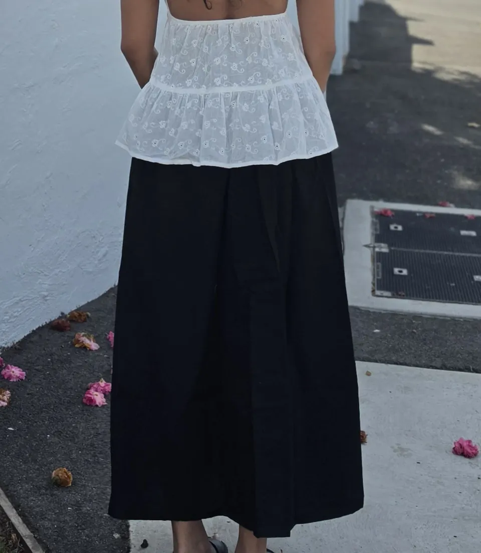 Midnight Flow Maxi Skirt — Hem & movement