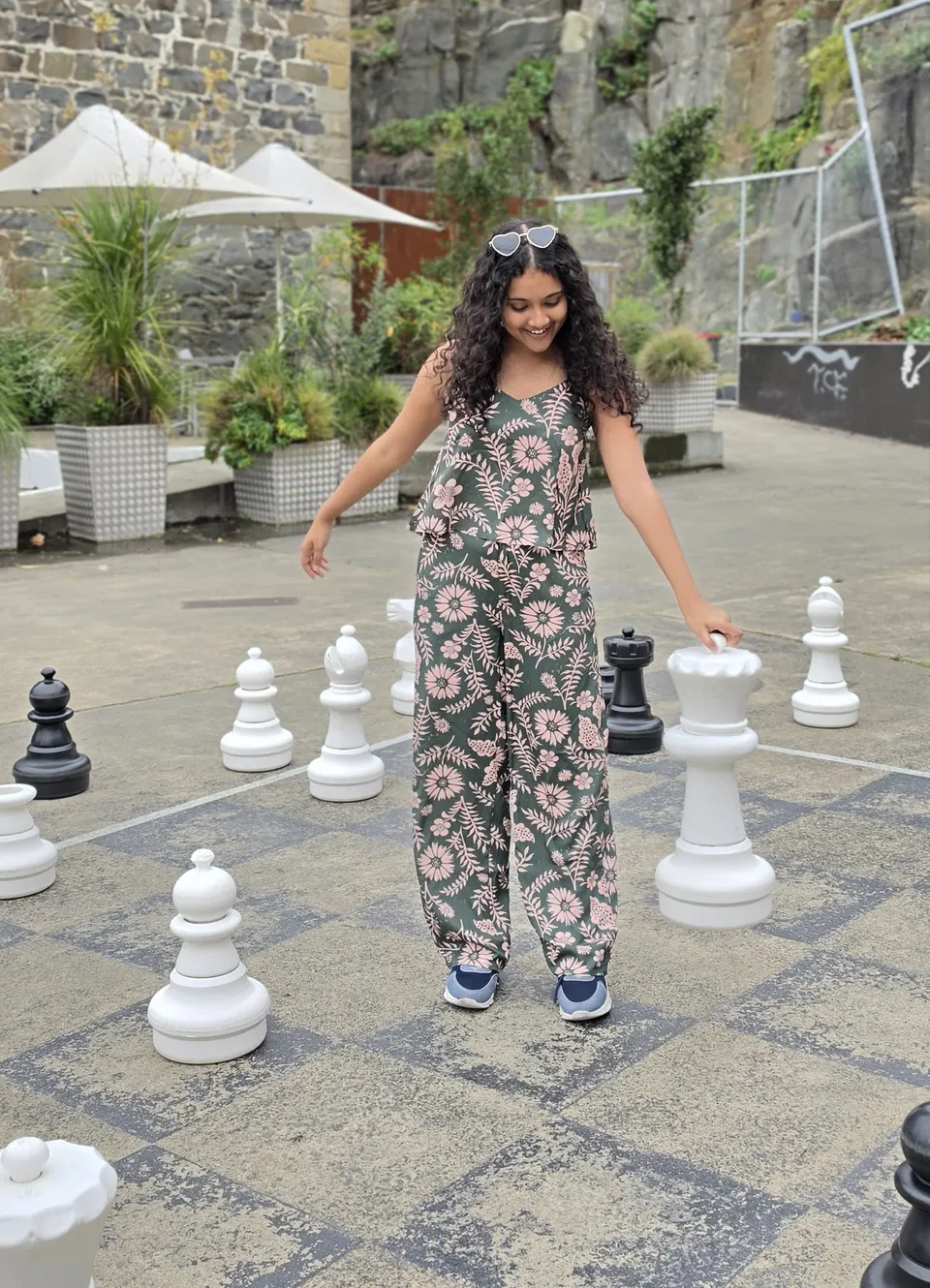 Botanic Rose Wide-Leg Trousers — On the model