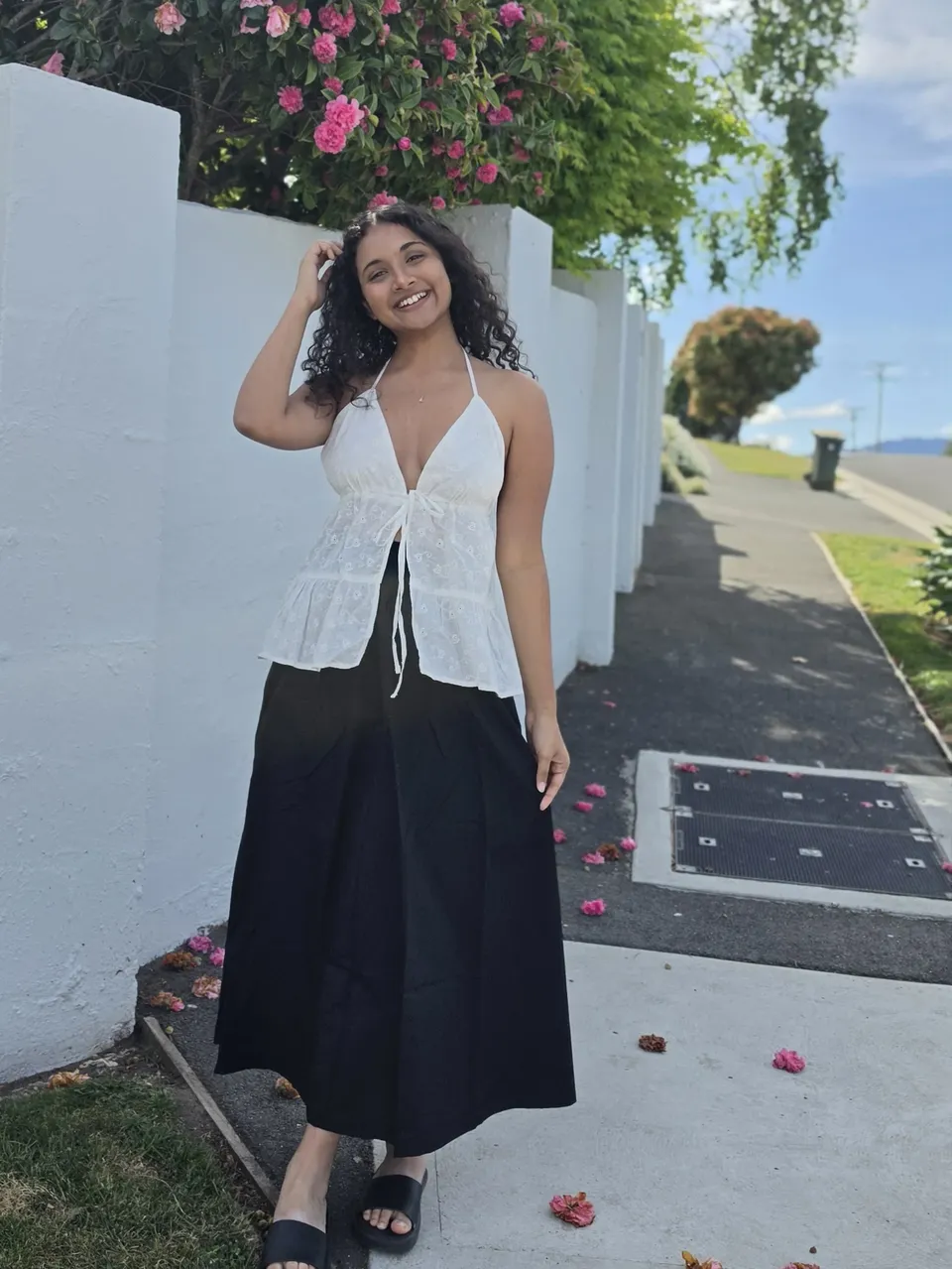 Midnight Flow Maxi Skirt — On the model