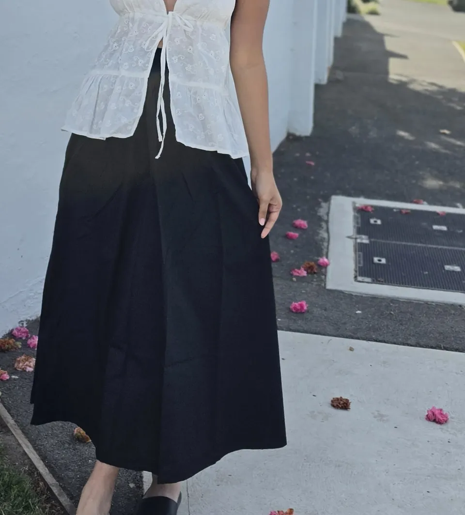 Midnight Flow Maxi Skirt — Gathering & drape