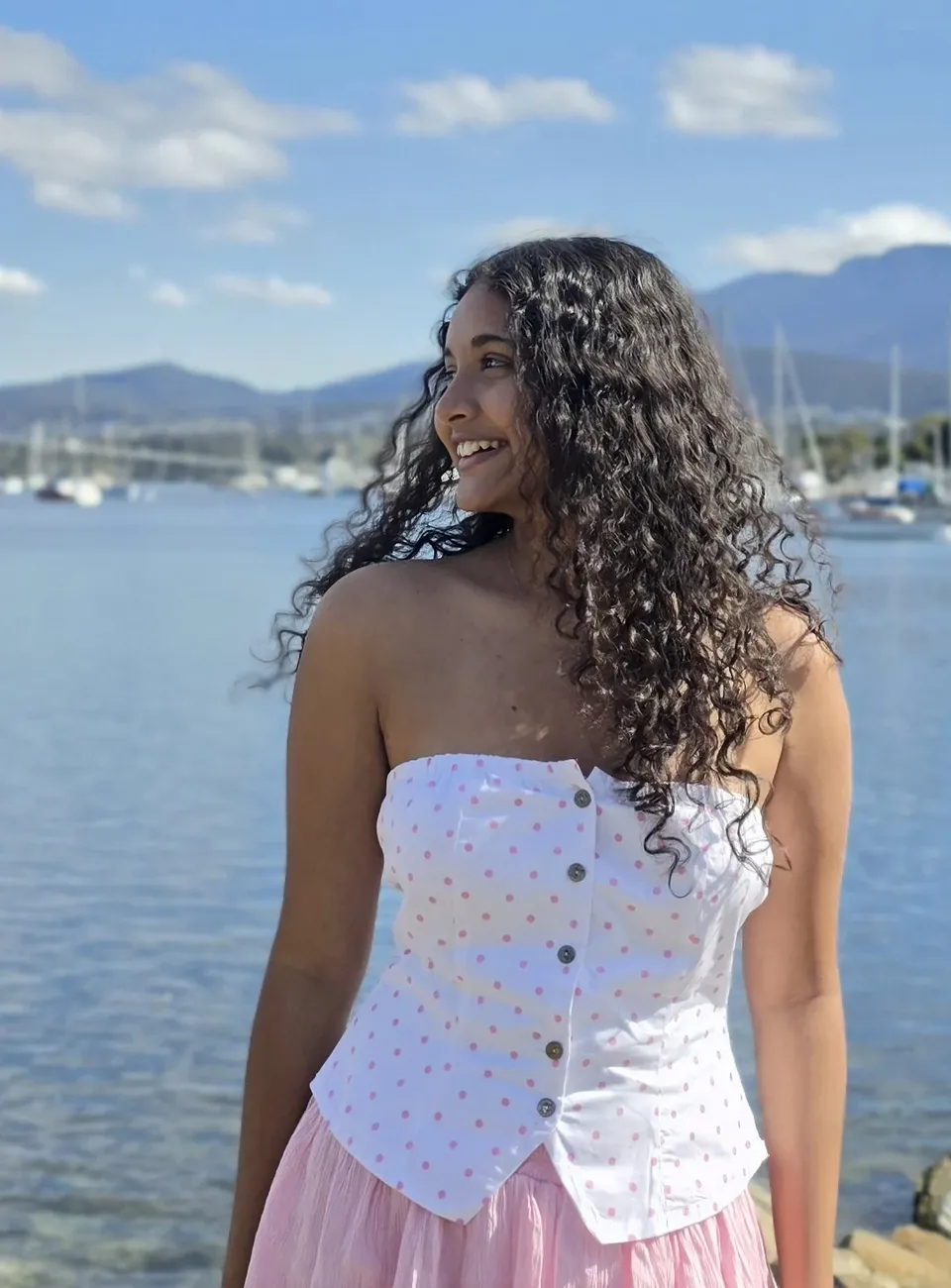 Rose Dot Button Corset Top — Back view