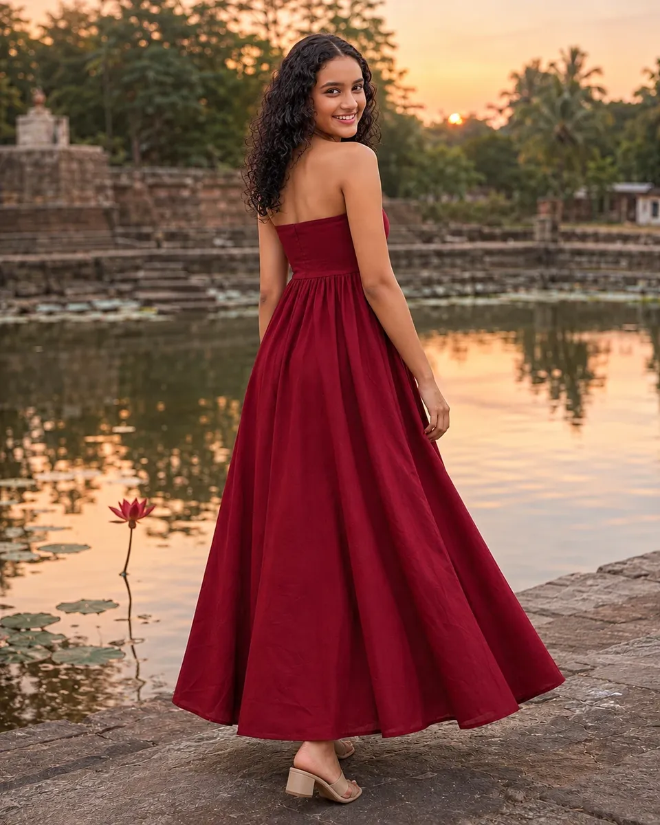The Crimson Lotus Maxi Dress — view 3