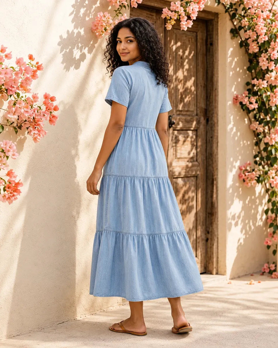 Embraced By Blue Tiered Maxi — view 4