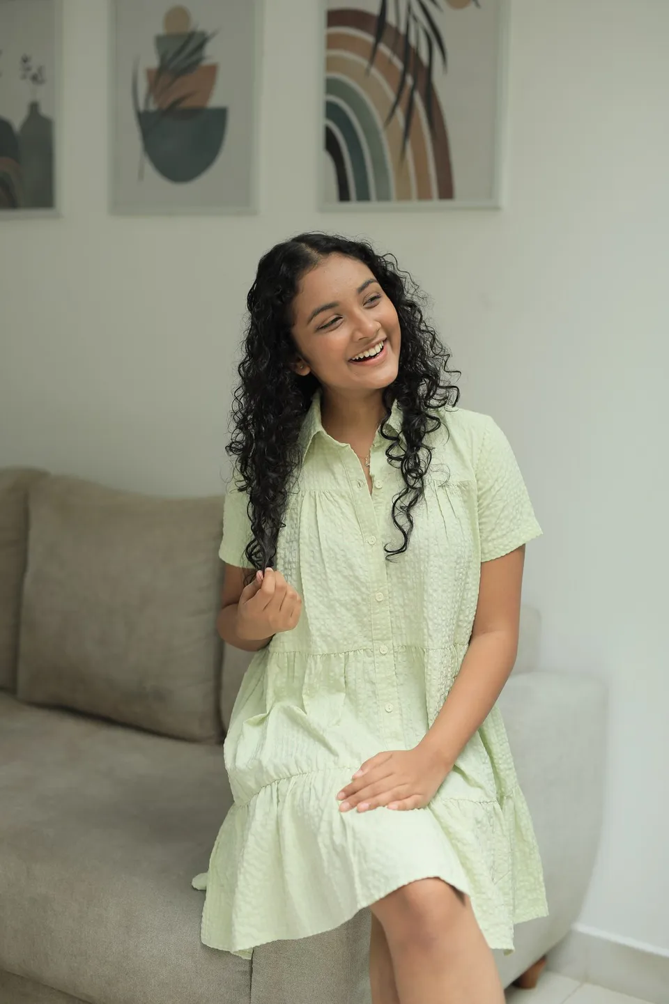 A Golden Cascade Tiered Shirt Dress — view 4